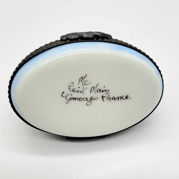 Authentic Limoges Lovebirds Porcelain Trinket Box, Peint Main Romantic Gift Box